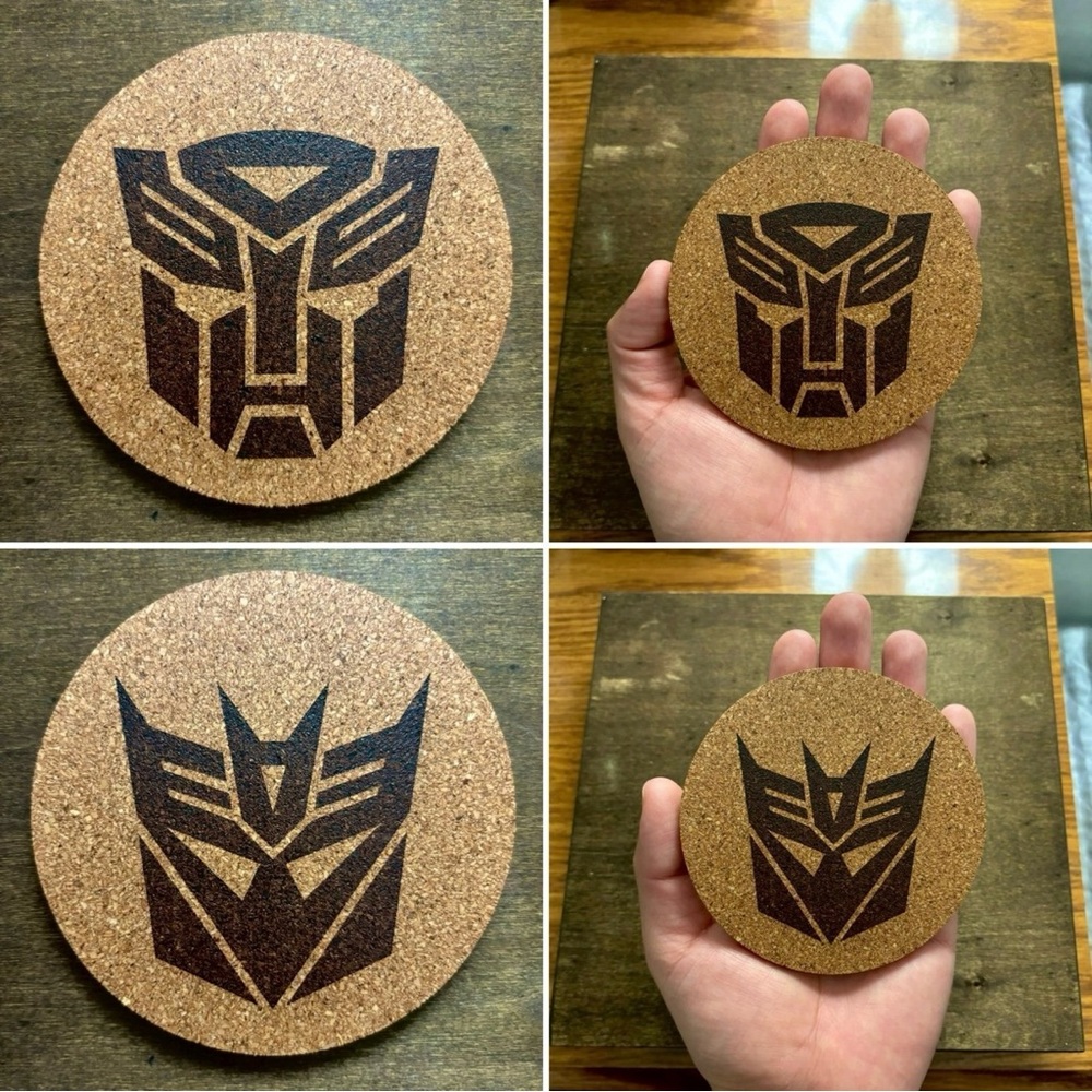 Transformers Symbols Cork Coasters Bundle of 2